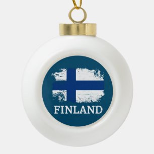 Finland Flag  Ceramic Ball Christmas Ornament