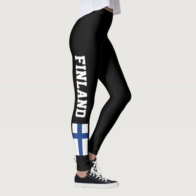 Finland flag custom dark sports leggings (Right)