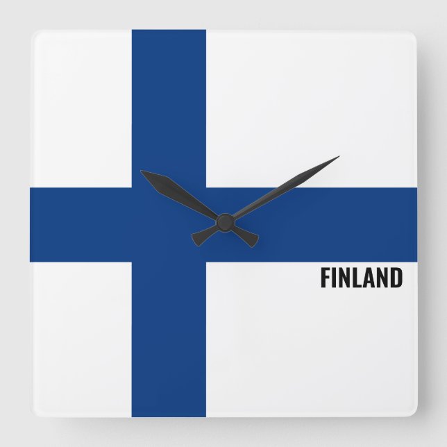 Finland Flag Dazzling Patriotic Square Square Wall Clock (Front)
