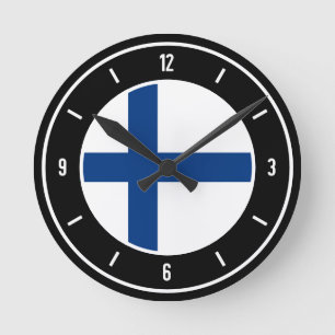 Finland Flag Elegant Round Clock