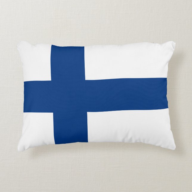 Finland Flag Finnish Patriotic Accent Pillow (Front)