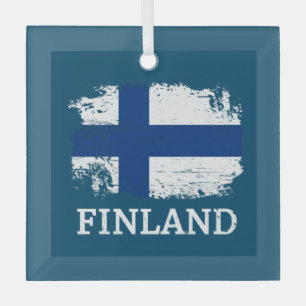Finland Flag  Glass Ornament