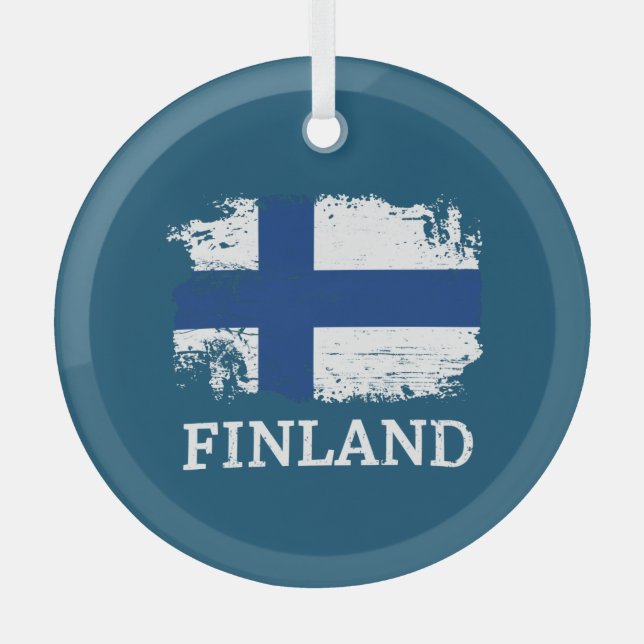 Finland Flag  Glass Ornament (Front)