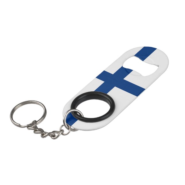Finland flag keychain bottle opener (Front Angled)