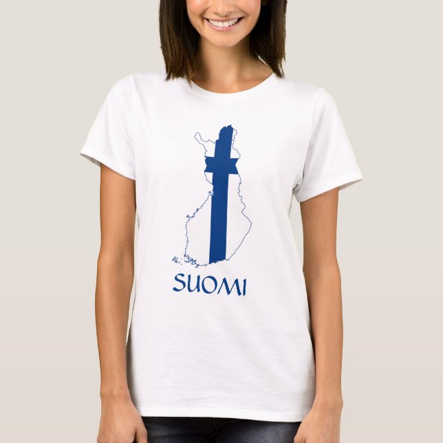 Finland Flag Map "SUOMI" T-Shirt  (Front)