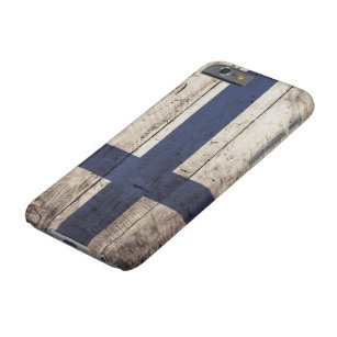 Finland Flag on Old Wood Grain Barely There iPhone 6 Case