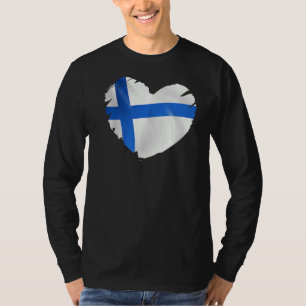 Finland Flag On Shape Of Heart Finnish Finland T-Shirt