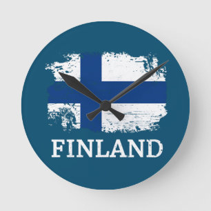 Finland Flag Round Clock