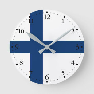 Finland Flag Round Clock