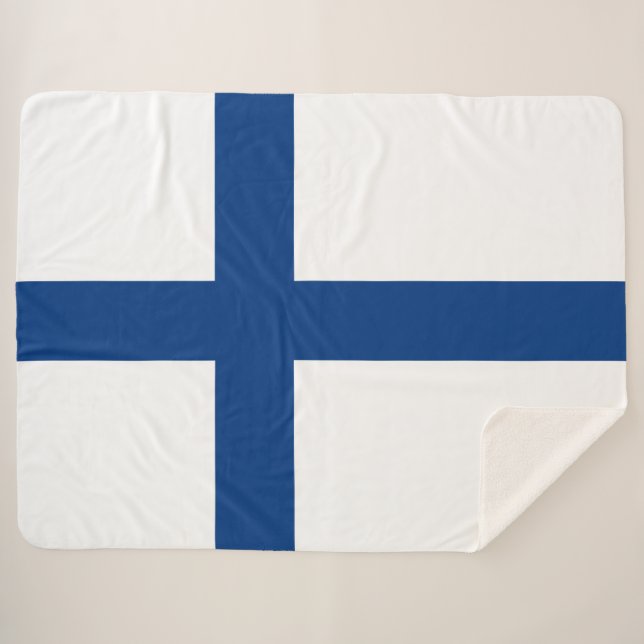 Finland Flag Sherpa Blanket (Front (Horizontal))