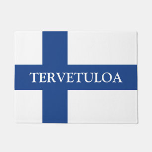 Finland flag welcome door mat - Tervetuloa