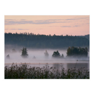 Finland foggy lake landscape poster