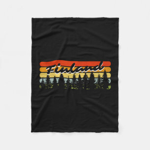 Finland Forest Sunset Trees Cabin Vacation Souveni Fleece Blanket