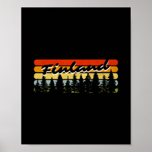 Finland Forest Sunset Trees Cabin Vacation Souveni Poster