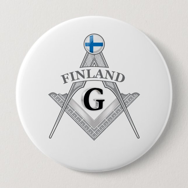 Finland freemasonry sign 4 inch round button (Front)