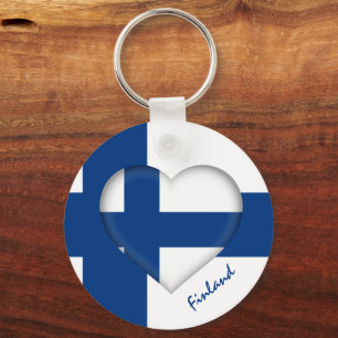 Finland & Heart, Finnish Flag fashion / sport Keychain
