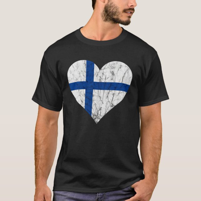 Finland Heart Suomi Finnish Flag Sisu Fin Pride T-Shirt (Front)