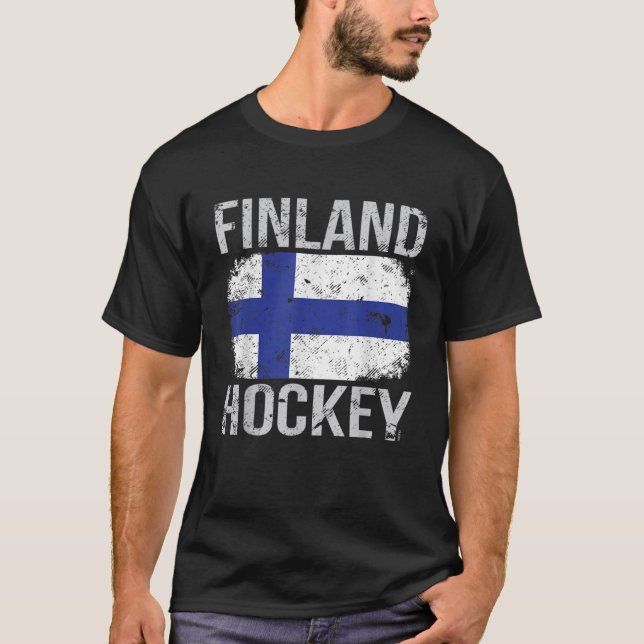 Finland Hockey Finnish Flag T Shirt (Front)