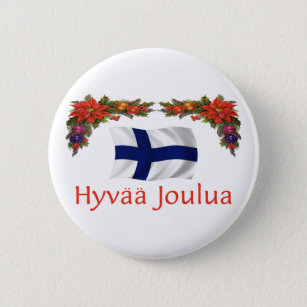 Finland Hyvaa Joulua (Merry Christmas) 2 Inch Round Button