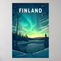 Finland Illustration Travel Art Vintage