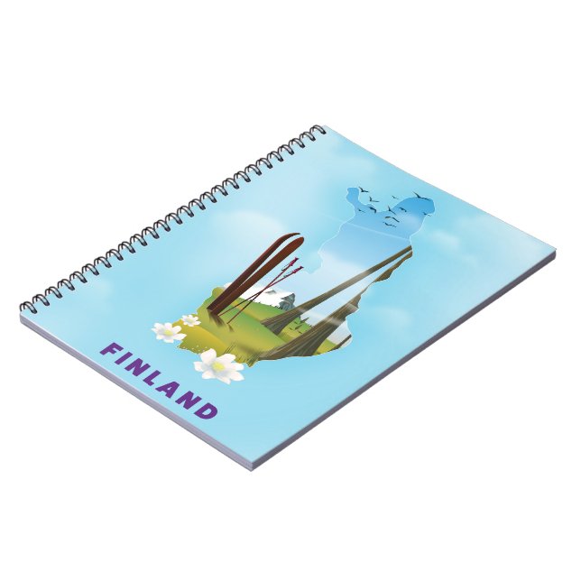 Finland map Illustrated travel poster Notebook (Left Side)