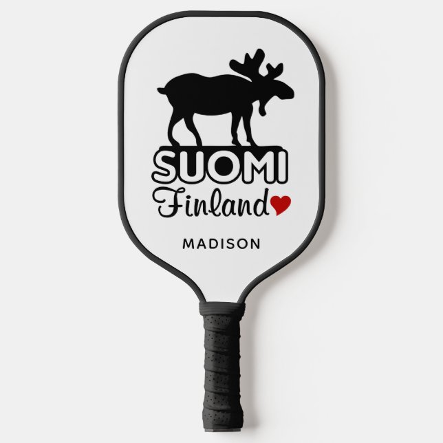Finland Moose custom name Pickleball Paddle (Front)