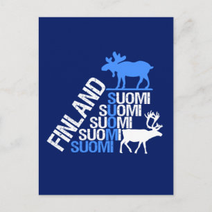 Finland Moose & Reindeer postcard - customize