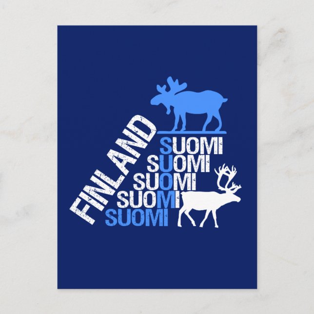 Finland Moose & Reindeer postcard - customize (Front)