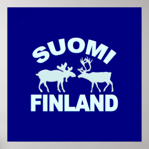 Finland Moose & Reindeer poster