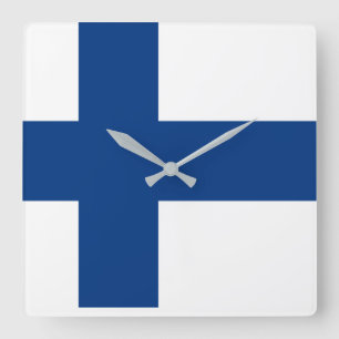 Finland National World Flag Square Wall Clock