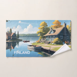 Finland Nature Illustration Hand Towel