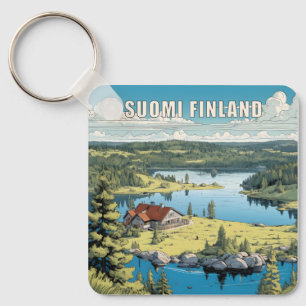 Finland Nature Illustration Keychain