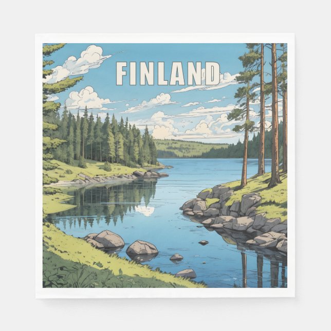 Finland Nature Illustration Napkin (Front)