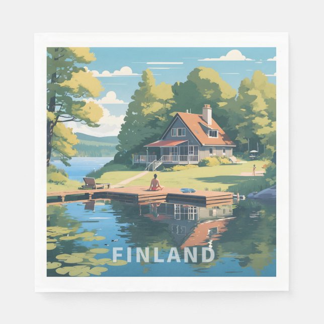 Finland Nature Illustration Napkin (Front)
