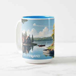 Finland Nature Illustration Two-Tone Coffee Mug