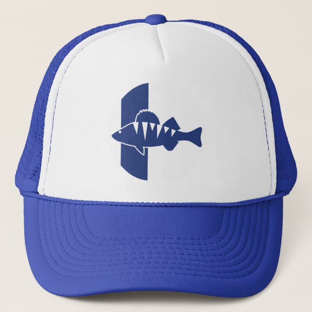 Finland Perch Finnish National Animal Flag Trucker Hat (Front)