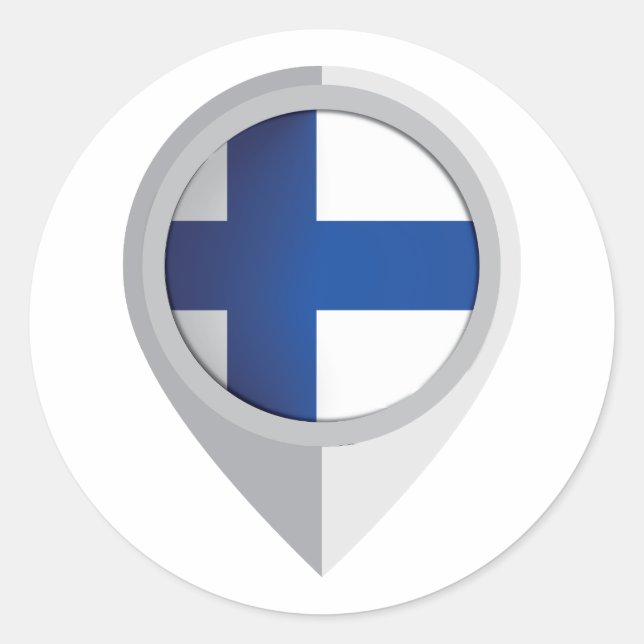 Finland Pin Location Flag Classic Round Sticker (Front)