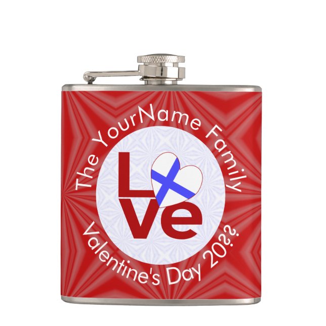 Finland Red LOVE Flag Personalized  Hip Flask (Front)