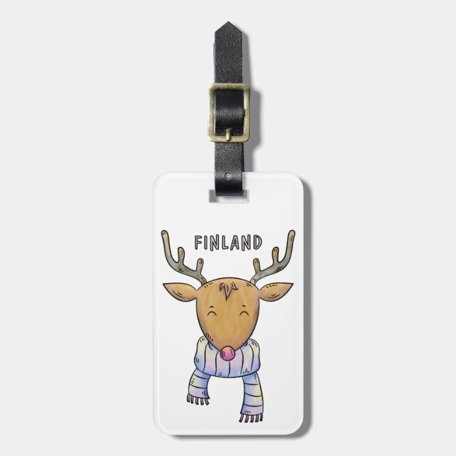 Finland Reindeer custom luggage tag (Front Vertical)