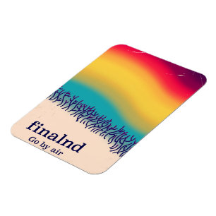 Finland retro vacation 'rainbow' poster print. magnet