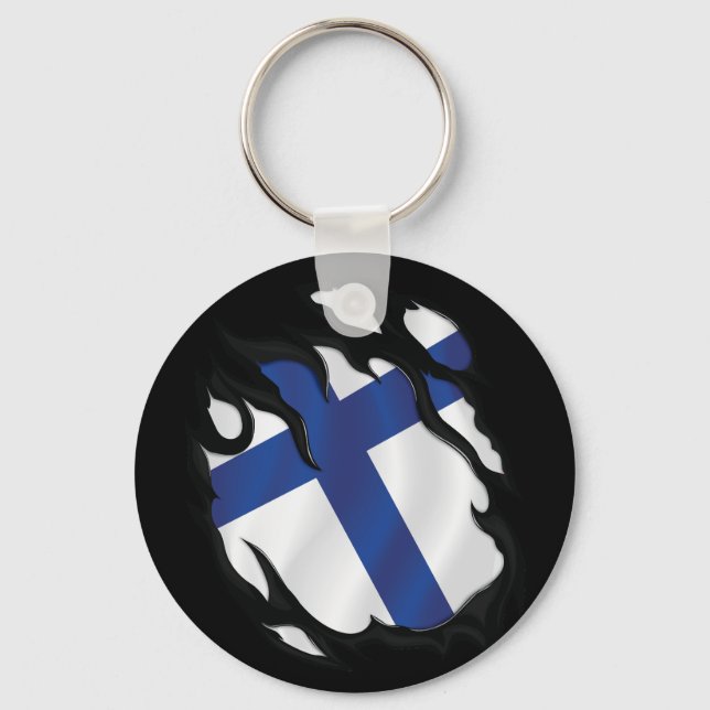 Finland Ripped Flag Keychain (Front)