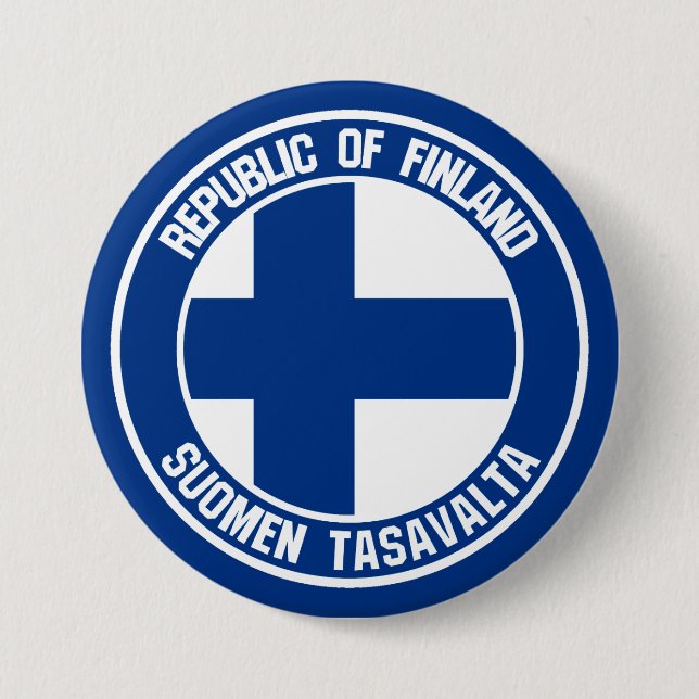 Finland Round Emblem 3 Inch Round Button (Front)
