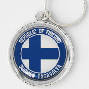 Finland Round Emblem Keychain