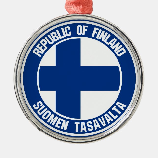 Finland Round Emblem Metal Ornament (Front)