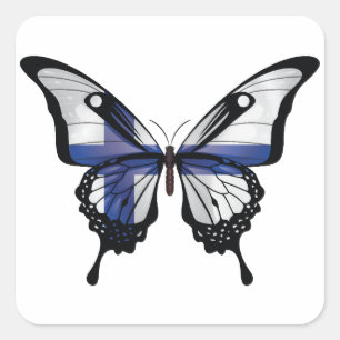 Finland Swallowtail Butterfly Flag Sticker