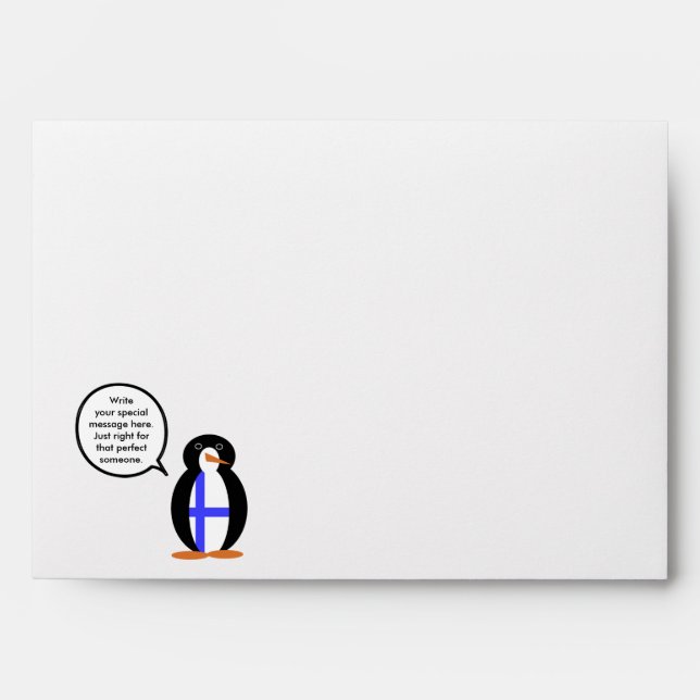 Finland Talking Ms. Penguin Personalized  Envelopes (Front)