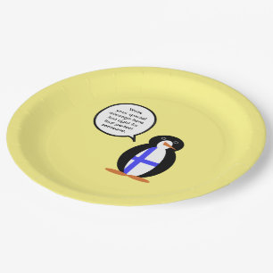 Finland Talking Ms. Penguin Personalized Paper Plate