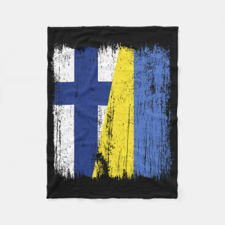 Finland Ukraine Half Flag Finnish Ukrainian Herita Fleece Blanket