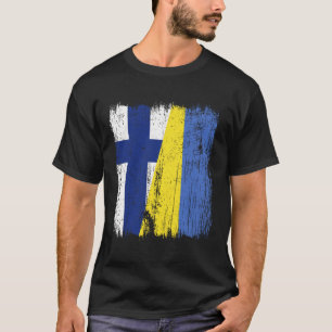 Finland Ukraine Half Flag Finnish Ukrainian Herita T-Shirt
