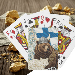Finland Viking Bear, Arctic Fox Art Nouveau Playing Cards